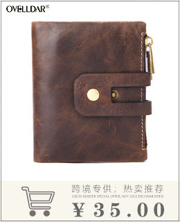 New Style Spot Hot Sale Men's Leather Wallet Oil Wax Leather Multi Card Bag Retro Cowhide Coin Wallet Card Bag Wholesale