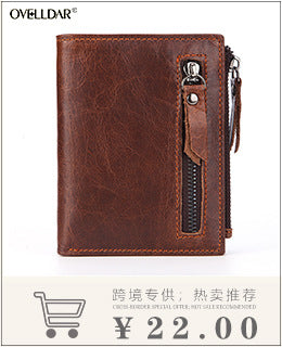 New Style Spot Hot Sale Men's Leather Wallet Oil Wax Leather Multi Card Bag Retro Cowhide Coin Wallet Card Bag Wholesale