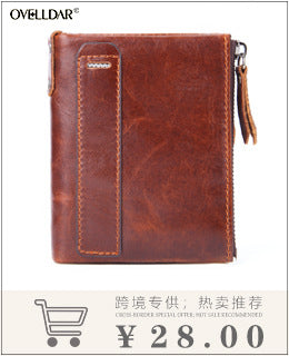 New Style Spot Hot Sale Men's Leather Wallet Oil Wax Leather Multi Card Bag Retro Cowhide Coin Wallet Card Bag Wholesale
