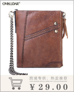 New Style Spot Hot Sale Men's Leather Wallet Oil Wax Leather Multi Card Bag Retro Cowhide Coin Wallet Card Bag Wholesale