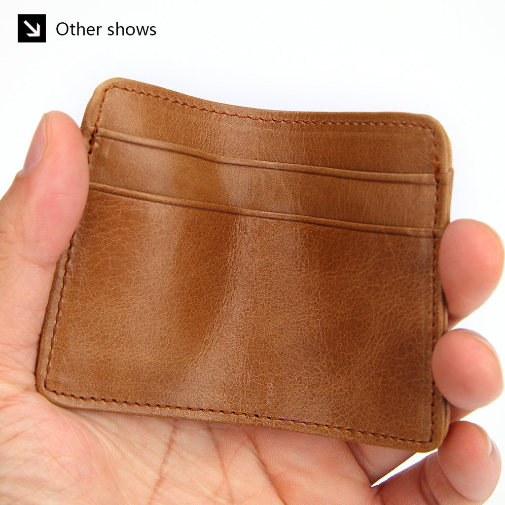 New Style Spot Hot Sale Men's Leather Wallet Oil Wax Leather Multi Card Bag Retro Cowhide Coin Wallet Card Bag Wholesale