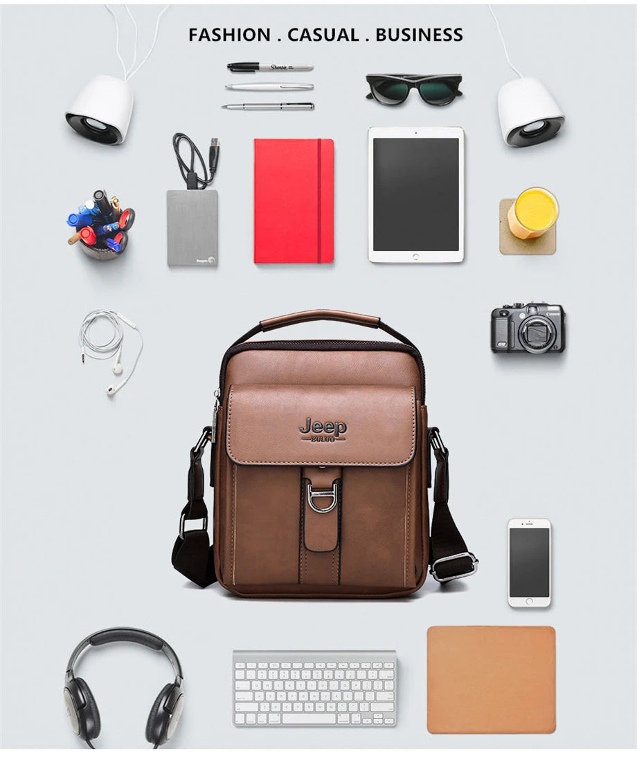 JEEP BULUO Men's bag pu leather Business High quality Waterproof crossbody handbag black brown messnger shoulder bags hot sale