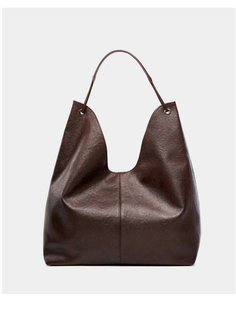 BURMINSA Large Genuine Leather Hobo Shoulder Bag For Women Slouchy Cowhide Work Tote Office Commuter Shopper Underarm Handbags