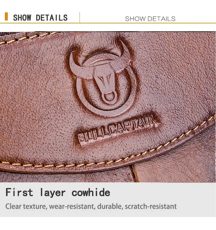 BULLCAPTAIN Cow Leather Briefcase Men Handbags High Quality Business Laptop Massager Bag Men Brand Real Leather Handbags