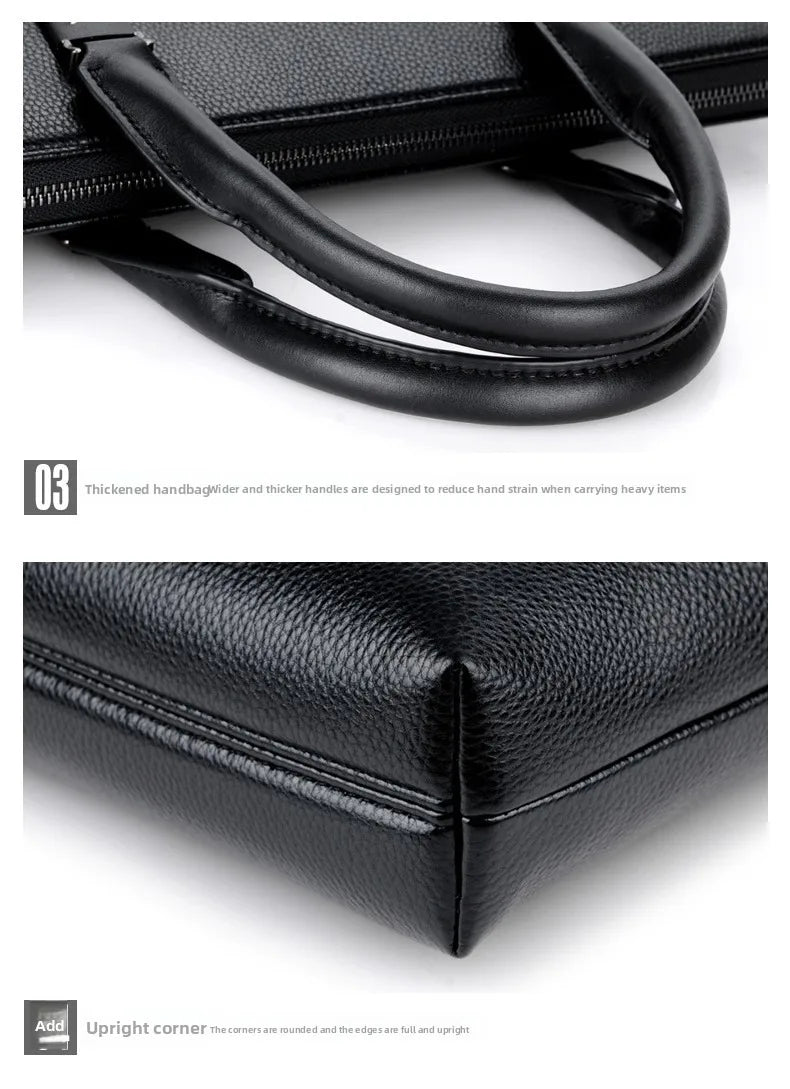 Briefcase men's genuine leather business men's bag handbag single shoulder large capacity casual cowhide crossbody computer bag