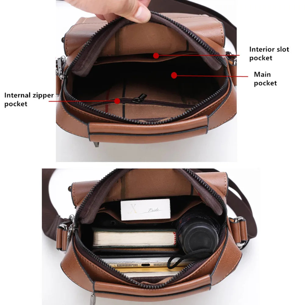 JEEP BULUO Men's bag pu leather Business High quality Waterproof crossbody handbag black brown messnger shoulder bags hot sale