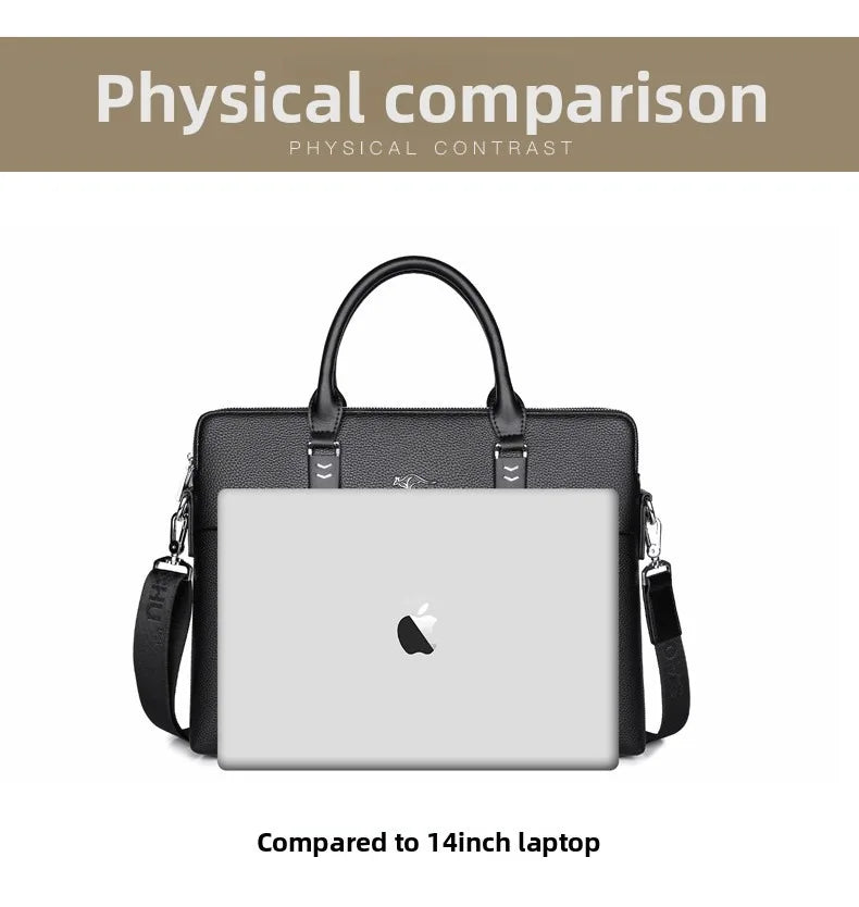 Briefcase men's genuine leather business men's bag handbag single shoulder large capacity casual cowhide crossbody computer bag