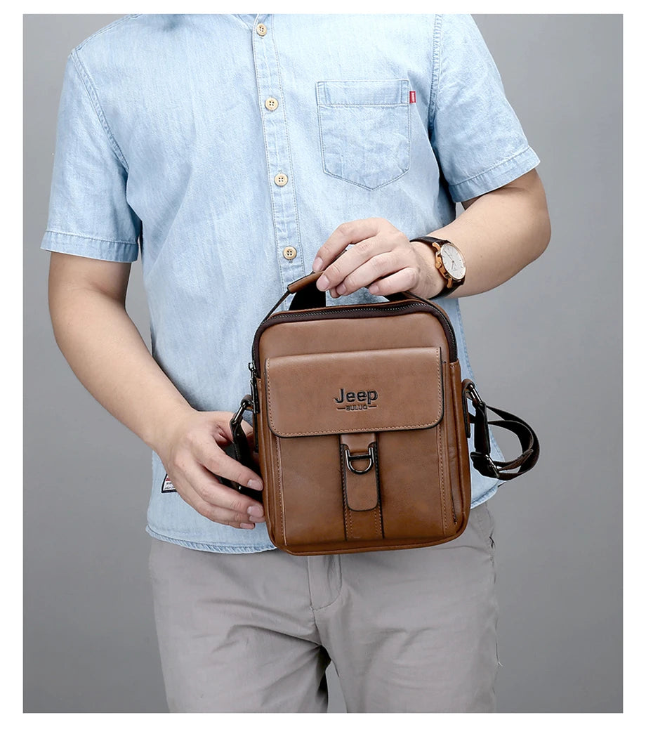 JEEP BULUO Men's bag pu leather Business High quality Waterproof crossbody handbag black brown messnger shoulder bags hot sale