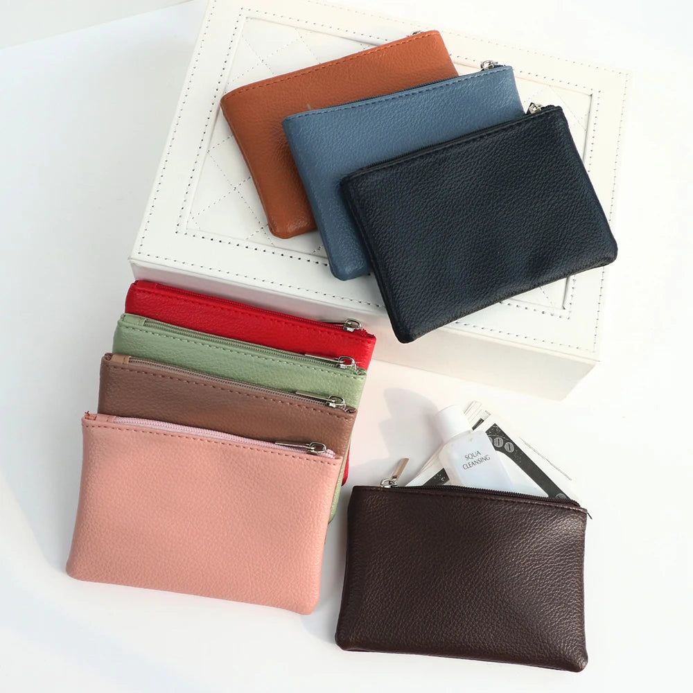 Customized Name PU Leather Wallet Suitable for Both Men and Women, Small Size, Ultra-Thin, with Zipper Closure, Money Bag