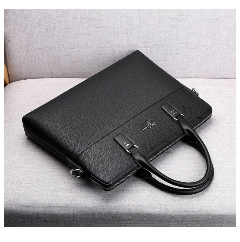 Briefcase men's genuine leather business men's bag handbag single shoulder large capacity casual cowhide crossbody computer bag