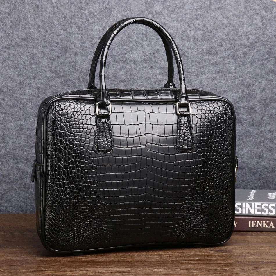 Genuine Leather Bag Men's briefcase High Quality Business handbag Real Cowhide Leather Crocodile pattern Tote Bag