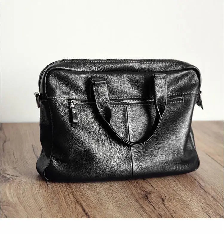 Briefcase Men's Shoulder Bag Real Cowhide Horizontal Business Handbag Casual Trendy Computer Men's Bag