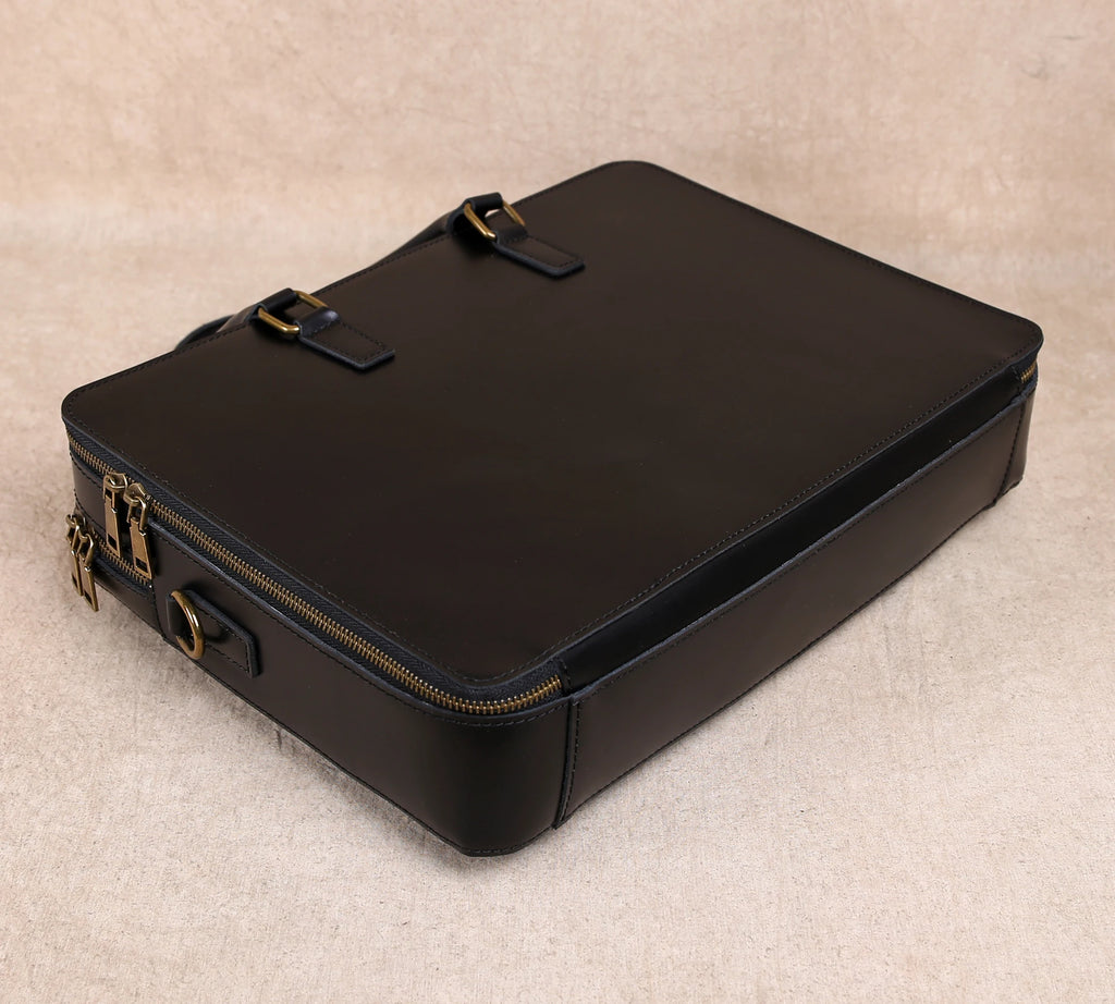 Original Business Casual Genuine Leather Briefcase, Hand-Held Bag, Top Layer Cowhide Computer Bag, Single-Shoulder Bag