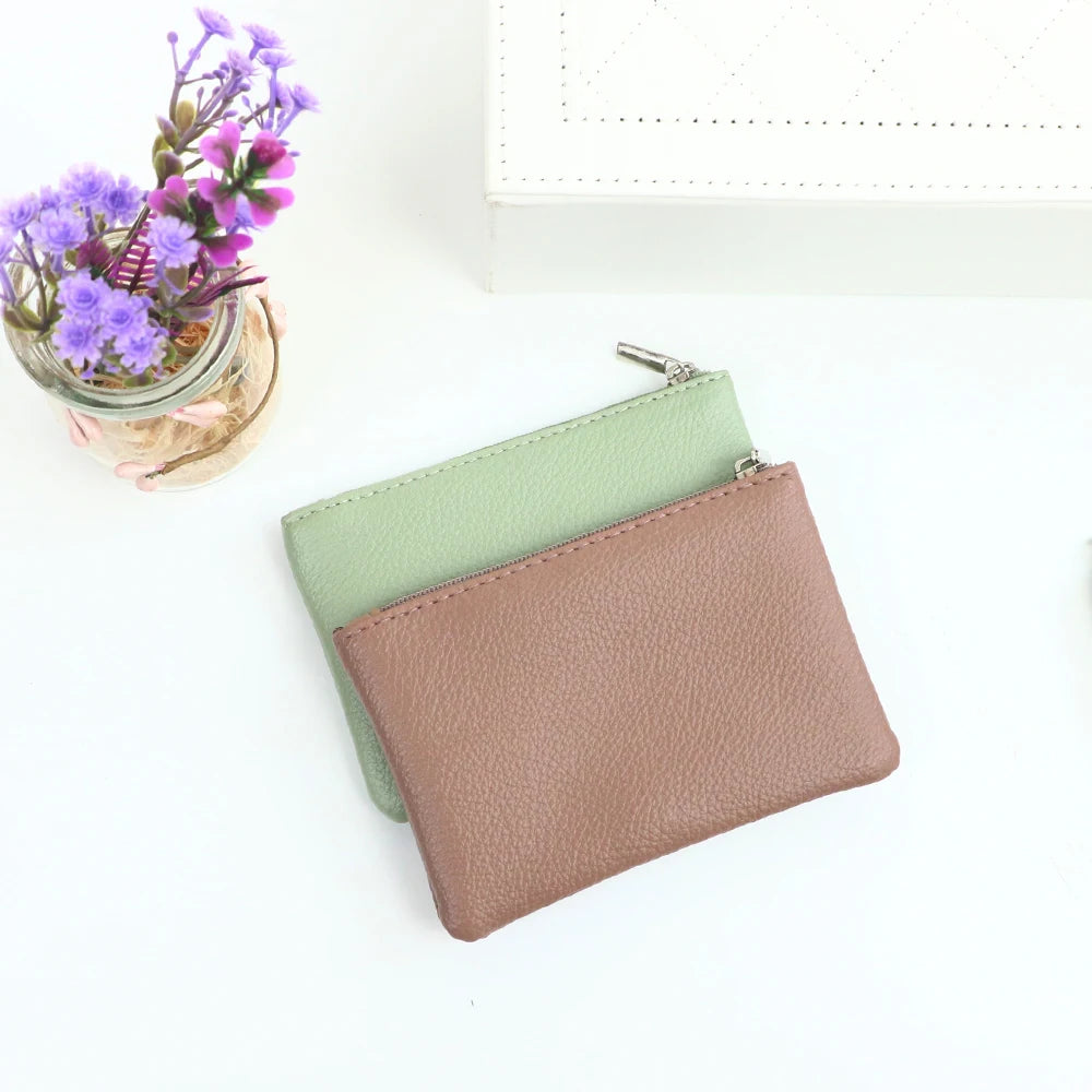 Customized Name PU Leather Wallet Suitable for Both Men and Women, Small Size, Ultra-Thin, with Zipper Closure, Money Bag