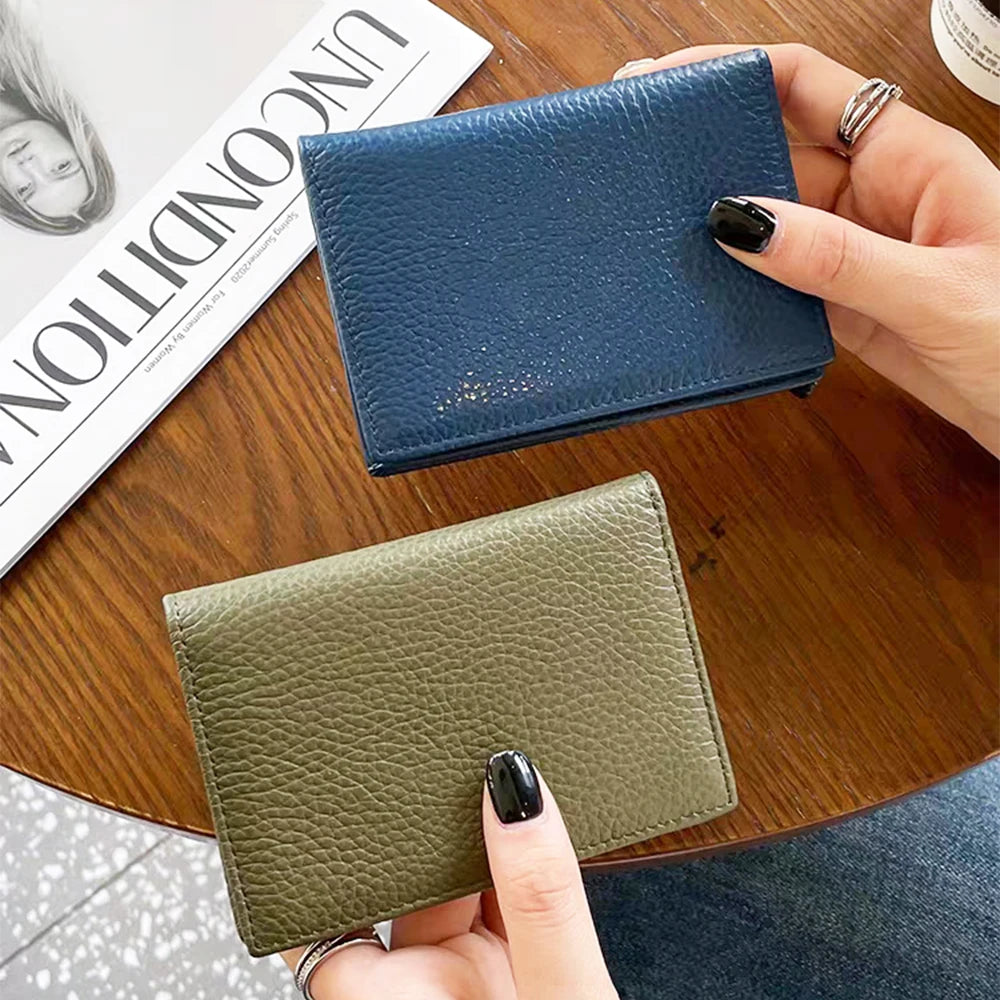 Cowhide Luxury Business Card Holder Engraving Fashion Simple Card Wallet Personalized Woman Man Card Bag Casual Coin Purse Gift