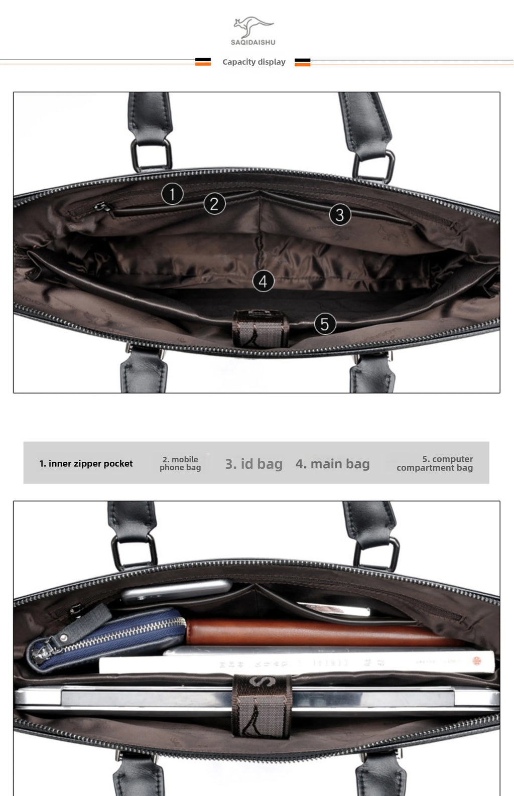 Briefcase men's genuine leather business men's bag handbag single shoulder large capacity casual cowhide crossbody computer bag