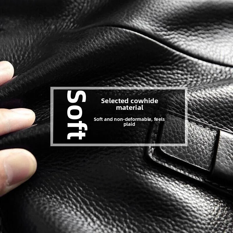 Briefcase Men's Shoulder Bag Real Cowhide Horizontal Business Handbag Casual Trendy Computer Men's Bag