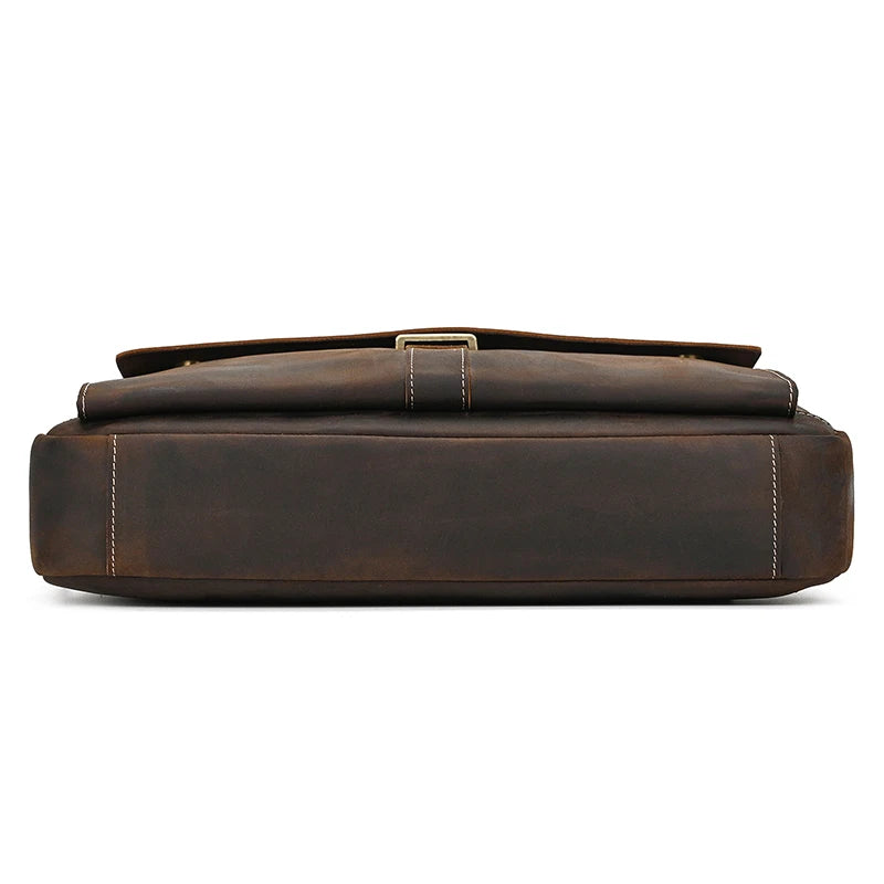 Genuine Leather Briefcase For Men Male Cowskin Laptop Business Handbag Vintage Style Crazy horse leather Shoulder Crossbody Bag