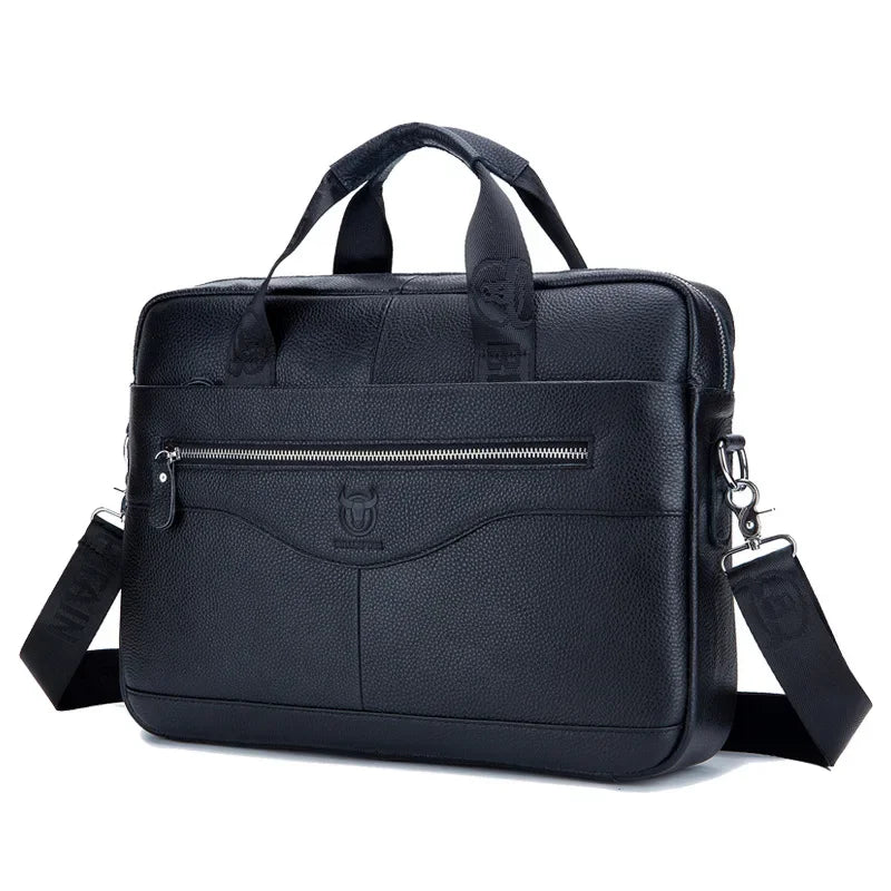 BULLCAPTAIN Cow Leather Briefcase Men Handbags High Quality Business Laptop Massager Bag Men Brand Real Leather Handbags