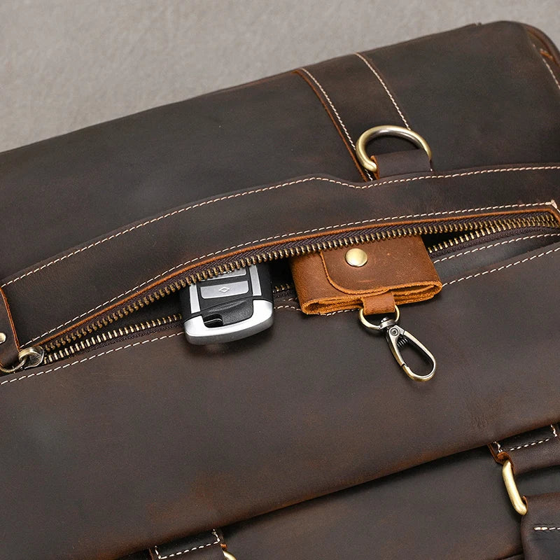 Genuine Leather Briefcase For Men Male Cowskin Laptop Business Handbag Vintage Style Crazy horse leather Shoulder Crossbody Bag
