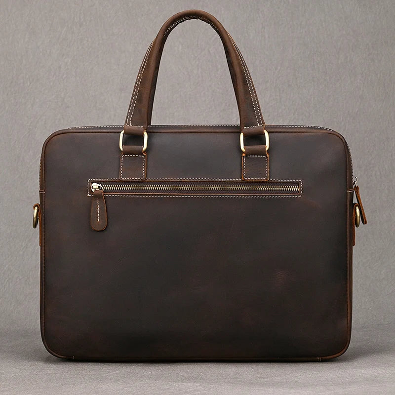 Genuine Leather Briefcase For Men Male Cowskin Laptop Business Handbag Vintage Style Crazy horse leather Shoulder Crossbody Bag