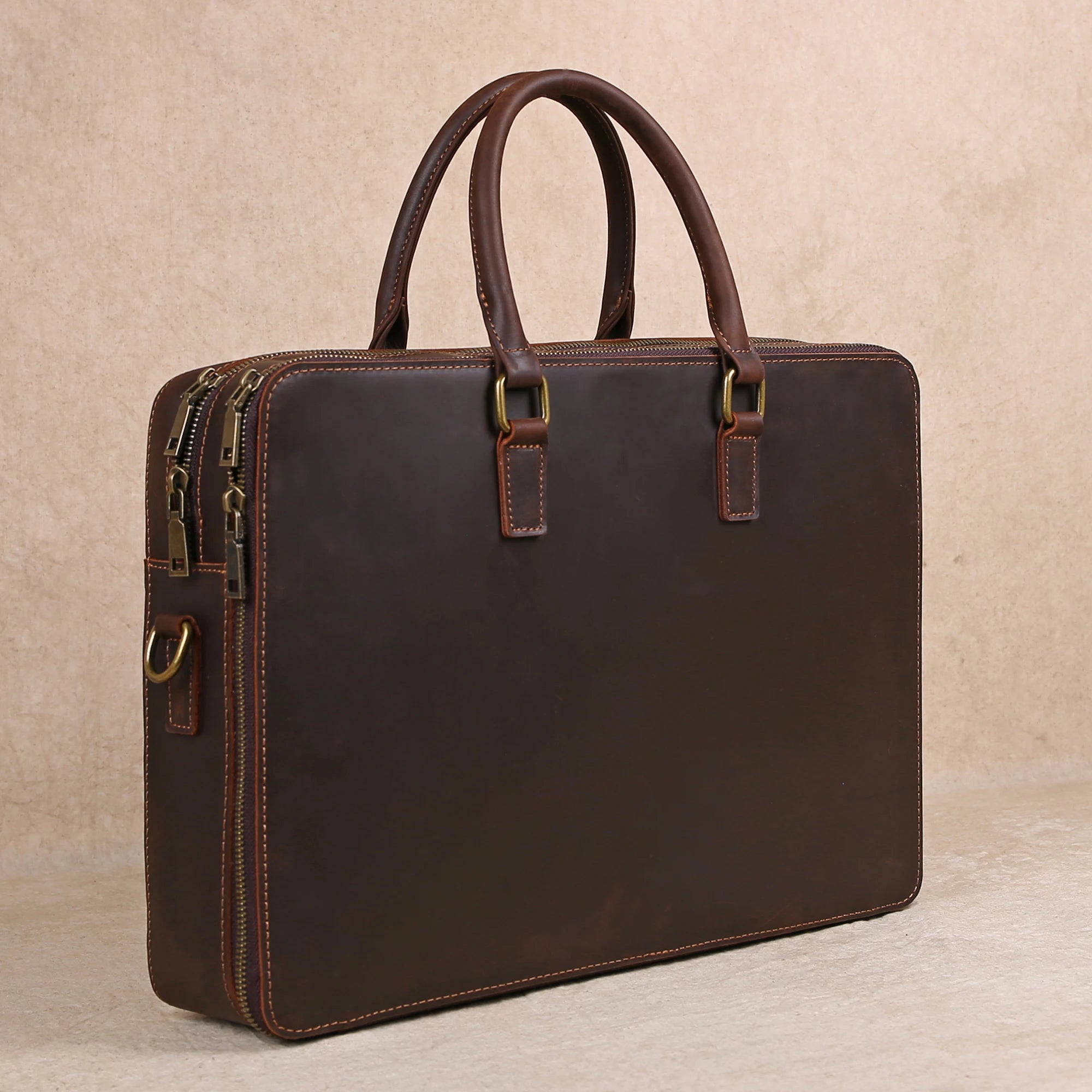Original Business Casual Genuine Leather Briefcase, Hand-Held Bag, Top Layer Cowhide Computer Bag, Single-Shoulder Bag