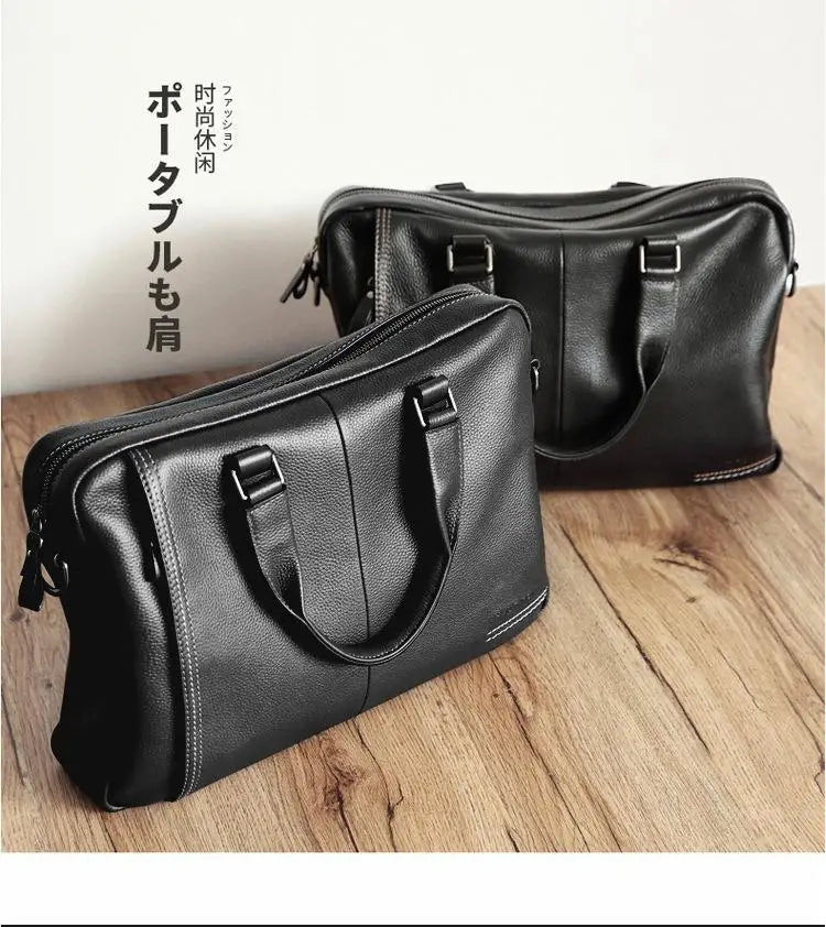 Briefcase Men's Shoulder Bag Real Cowhide Horizontal Business Handbag Casual Trendy Computer Men's Bag