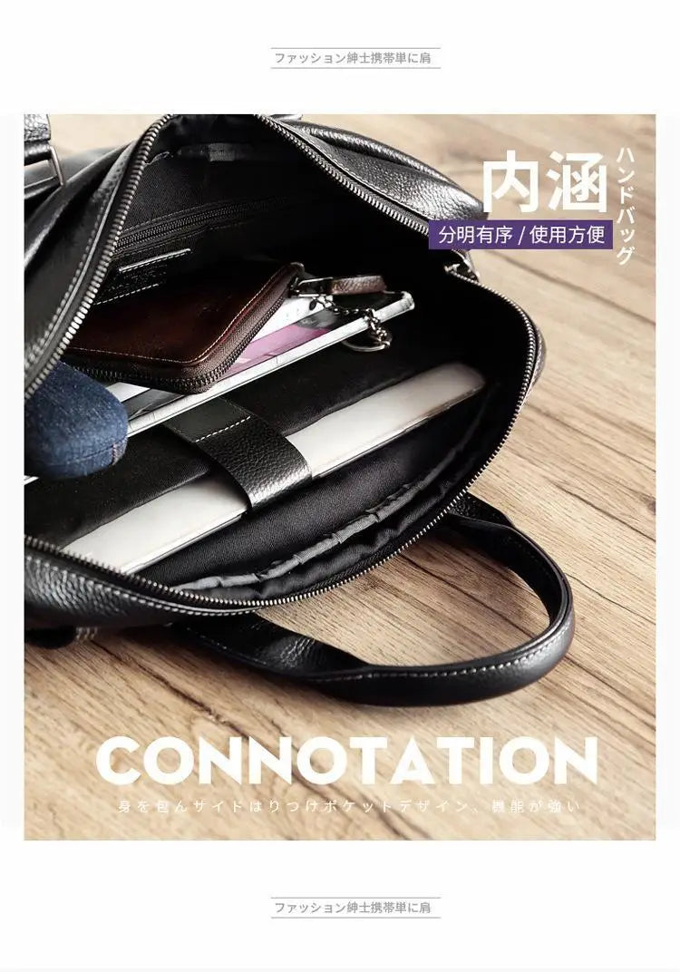Briefcase Men's Shoulder Bag Real Cowhide Horizontal Business Handbag Casual Trendy Computer Men's Bag
