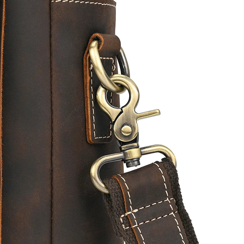 Genuine Leather Briefcase For Men Male Cowskin Laptop Business Handbag Vintage Style Crazy horse leather Shoulder Crossbody Bag