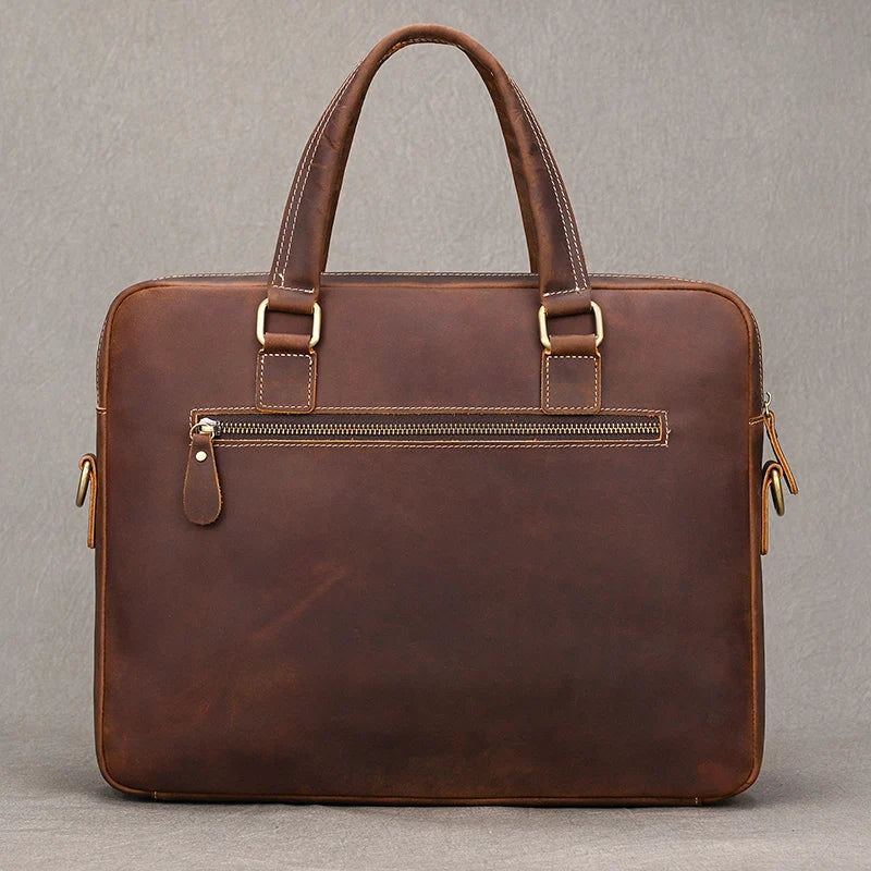 Genuine Leather Briefcase For Men Male Cowskin Laptop Business Handbag Vintage Style Crazy horse leather Shoulder Crossbody Bag