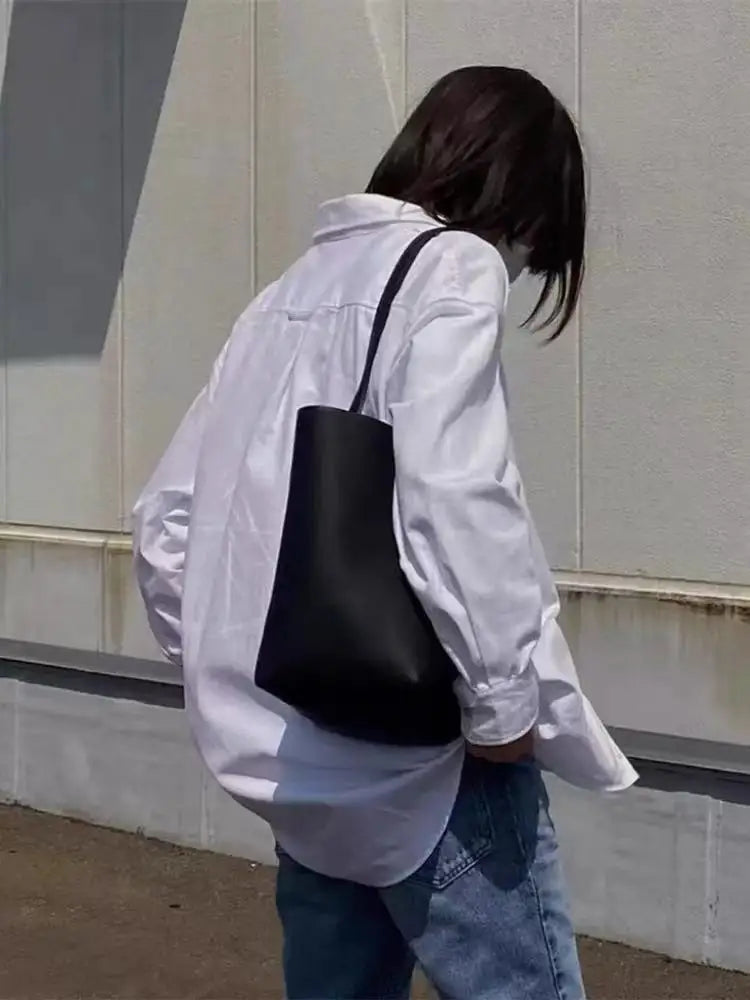 High Quality Bucket Bag Genuine Leather Shoulder Premium Large-capacity Cowhide Commuter Fashionable Relaxed Versatile NO LOGO