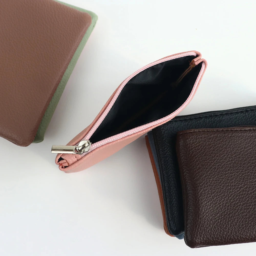 Customized Name PU Leather Wallet Suitable for Both Men and Women, Small Size, Ultra-Thin, with Zipper Closure, Money Bag