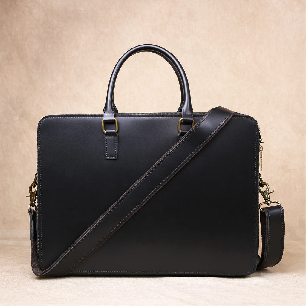 Original Business Casual Genuine Leather Briefcase, Hand-Held Bag, Top Layer Cowhide Computer Bag, Single-Shoulder Bag