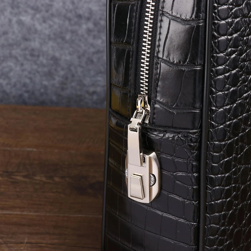 Genuine Leather Bag Men's briefcase High Quality Business handbag Real Cowhide Leather Crocodile pattern Tote Bag