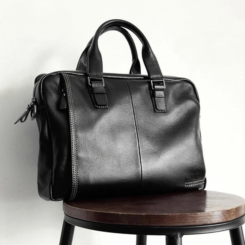 Briefcase Men's Shoulder Bag Real Cowhide Horizontal Business Handbag Casual Trendy Computer Men's Bag