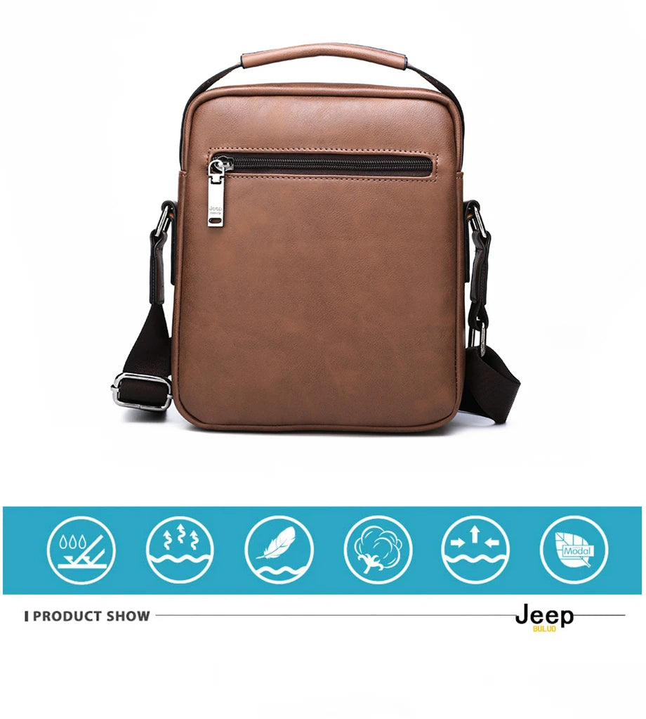 JEEP BULUO Men's bag pu leather Business High quality Waterproof crossbody handbag black brown messnger shoulder bags hot sale