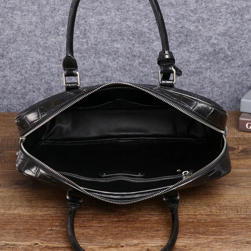 Genuine Leather Bag Men's briefcase High Quality Business handbag Real Cowhide Leather Crocodile pattern Tote Bag