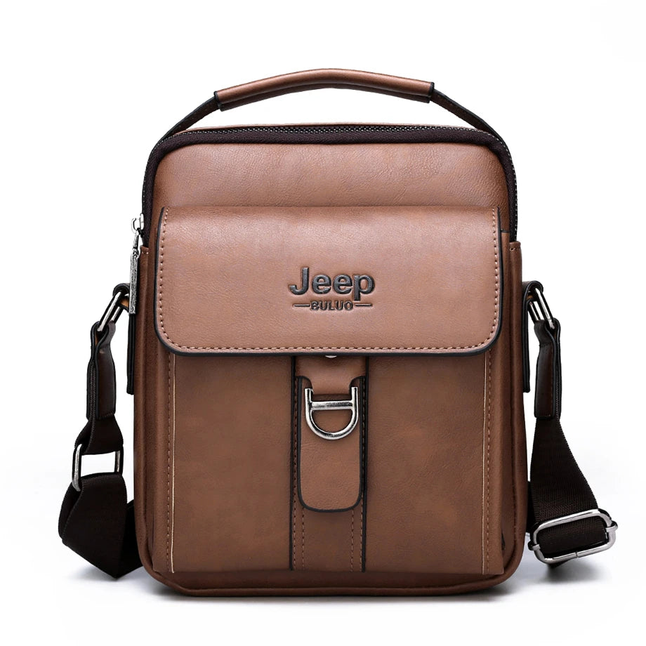JEEP BULUO Men's bag pu leather Business High quality Waterproof crossbody handbag black brown messnger shoulder bags hot sale
