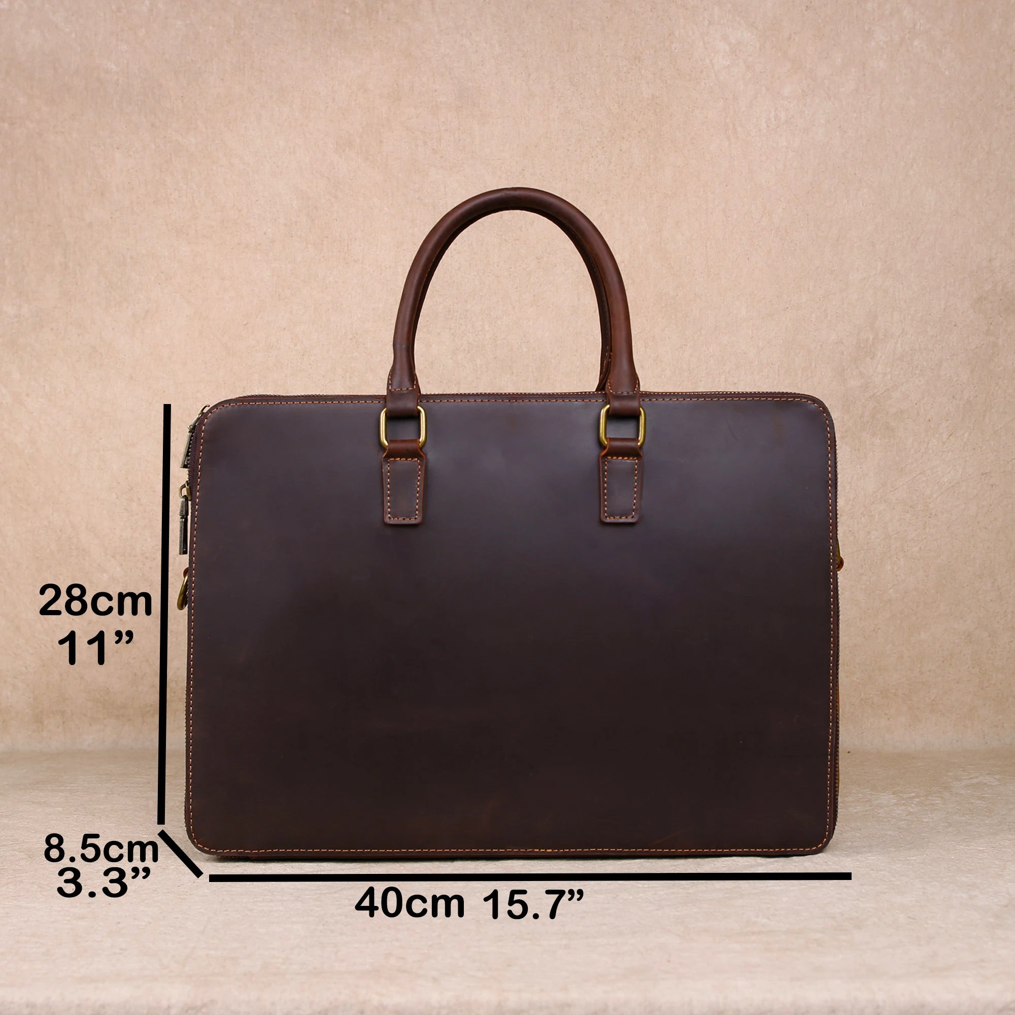Original Business Casual Genuine Leather Briefcase, Hand-Held Bag, Top Layer Cowhide Computer Bag, Single-Shoulder Bag