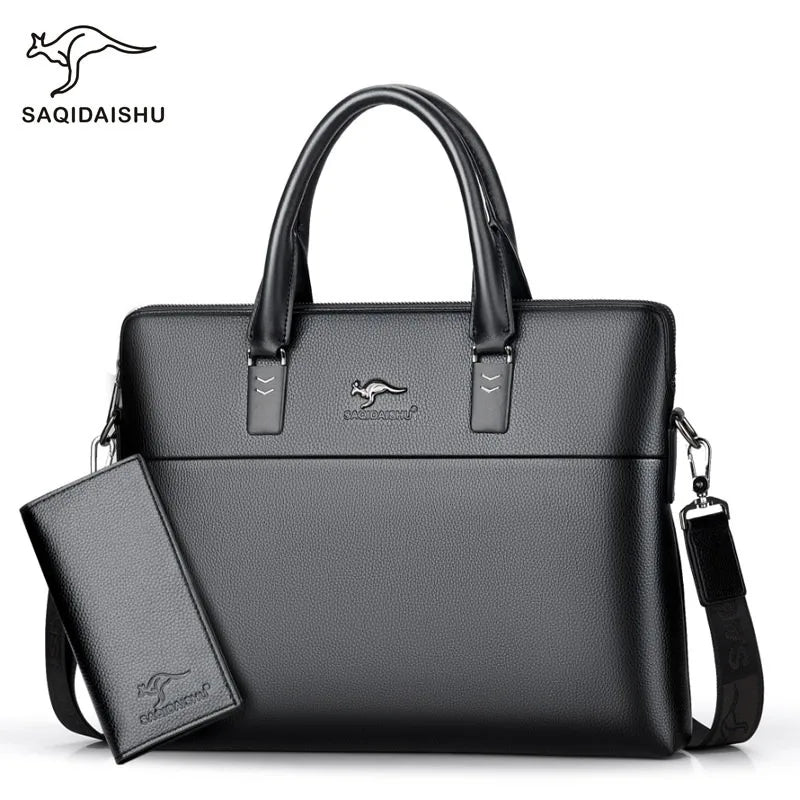 Briefcase men's genuine leather business men's bag handbag single shoulder large capacity casual cowhide crossbody computer bag
