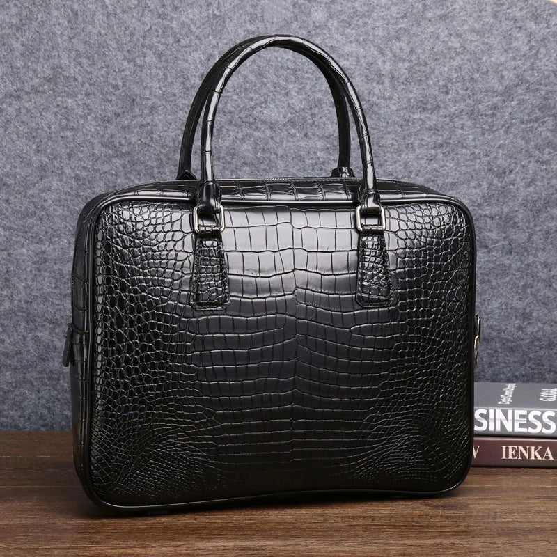 Genuine Leather Bag Men's briefcase High Quality Business handbag Real Cowhide Leather Crocodile pattern Tote Bag