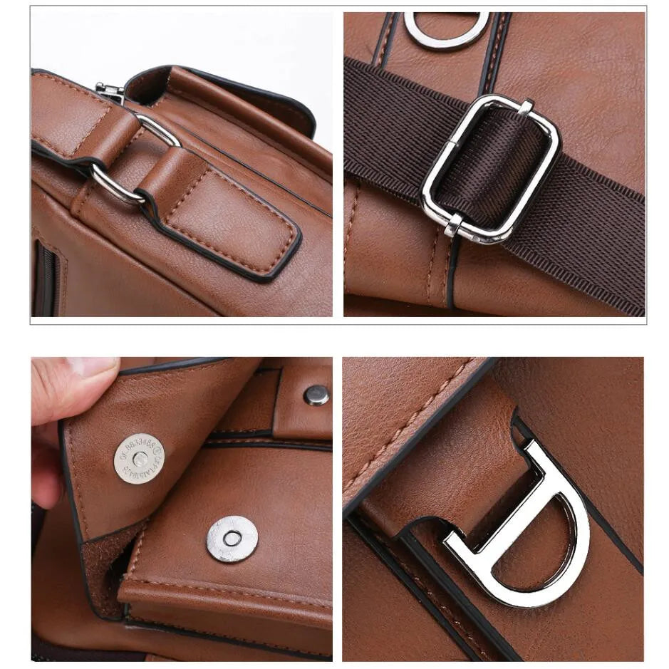 JEEP BULUO Men's bag pu leather Business High quality Waterproof crossbody handbag black brown messnger shoulder bags hot sale