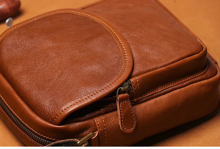 GURO High Quality Head Layer Cowhide Shoulder Bag Men's Genuine Leather Small Crossbody Man's Luxury Satchel Daily Mobile Pouch