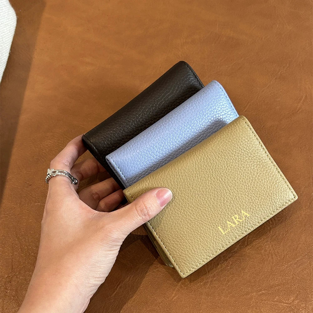 Cowhide Luxury Business Card Holder Engraving Fashion Simple Card Wallet Personalized Woman Man Card Bag Casual Coin Purse Gift