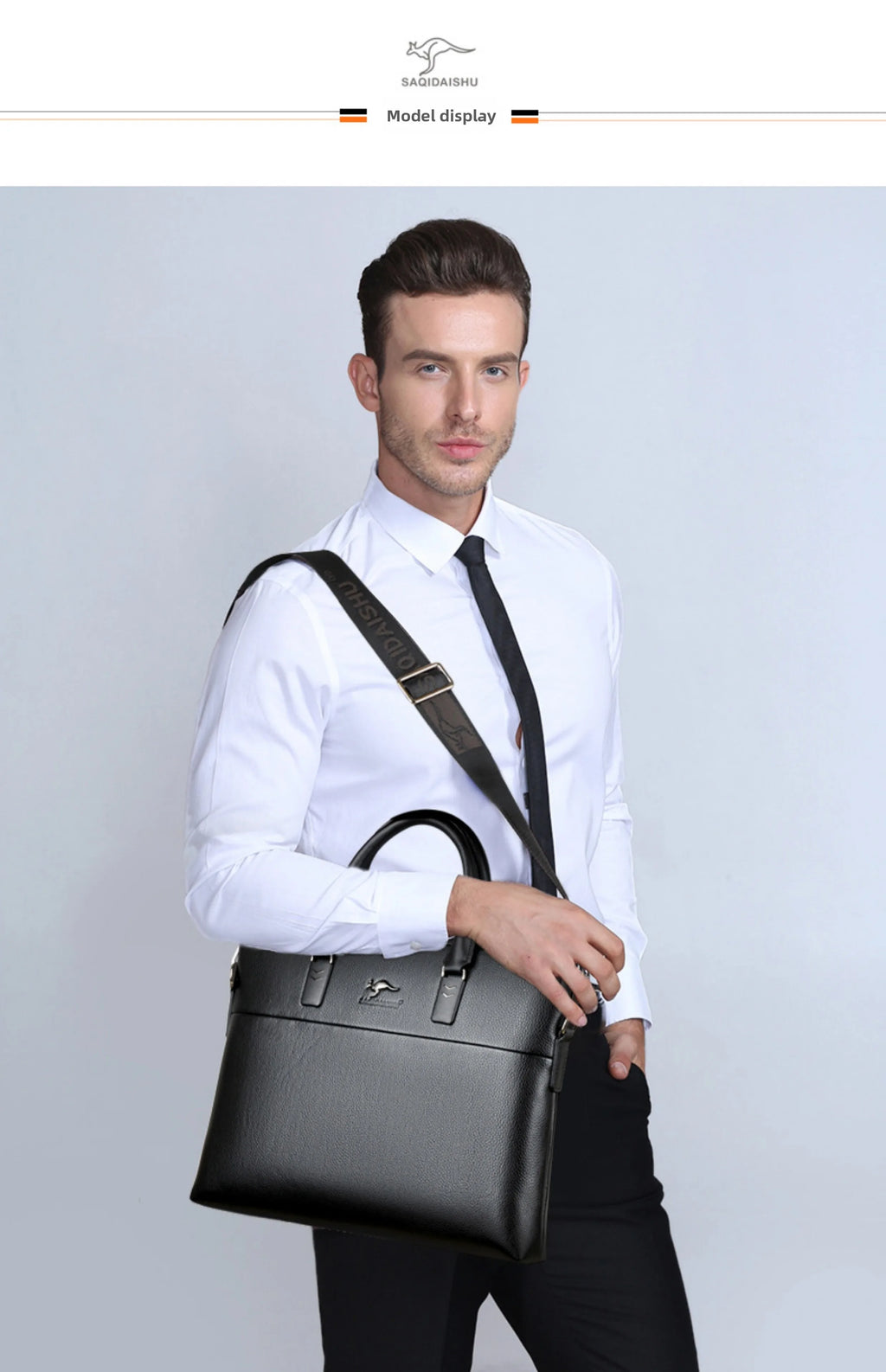 Briefcase men's genuine leather business men's bag handbag single shoulder large capacity casual cowhide crossbody computer bag