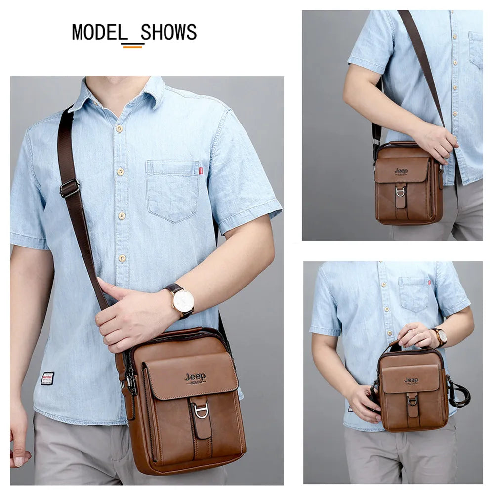 JEEP BULUO Men's bag pu leather Business High quality Waterproof crossbody handbag black brown messnger shoulder bags hot sale