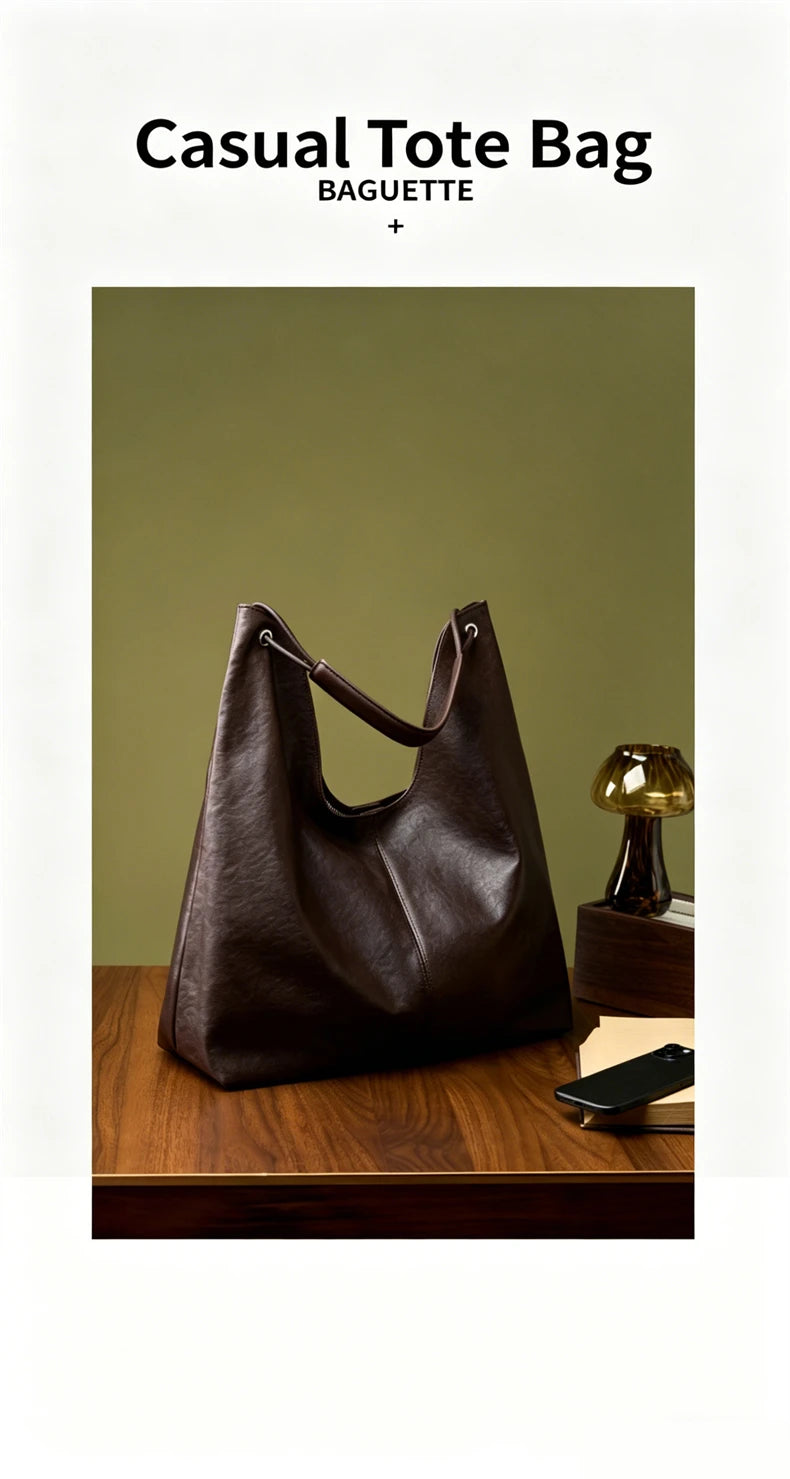BURMINSA Large Genuine Leather Hobo Shoulder Bag For Women Slouchy Cowhide Work Tote Office Commuter Shopper Underarm Handbags