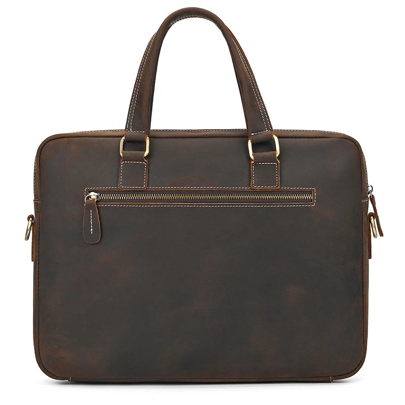 Genuine Leather Briefcase For Men Male Cowskin Laptop Business Handbag Vintage Style Crazy horse leather Shoulder Crossbody Bag