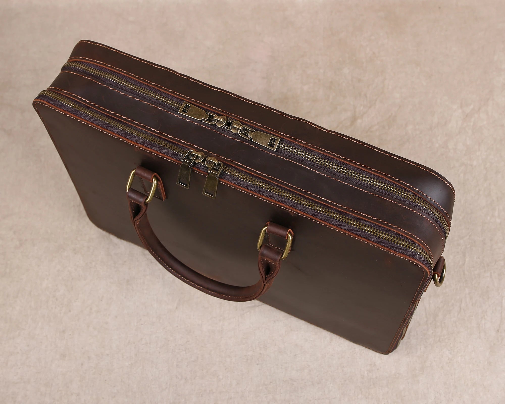 Original Business Casual Genuine Leather Briefcase, Hand-Held Bag, Top Layer Cowhide Computer Bag, Single-Shoulder Bag