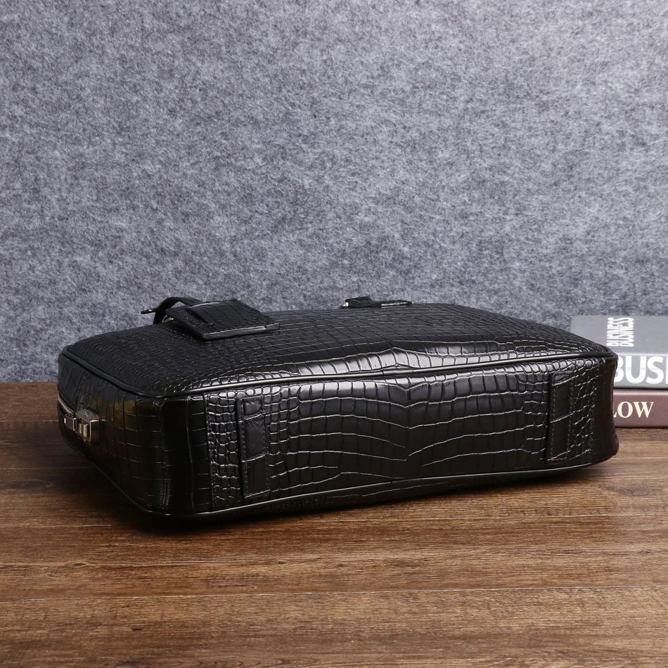 Genuine Leather Bag Men's briefcase High Quality Business handbag Real Cowhide Leather Crocodile pattern Tote Bag